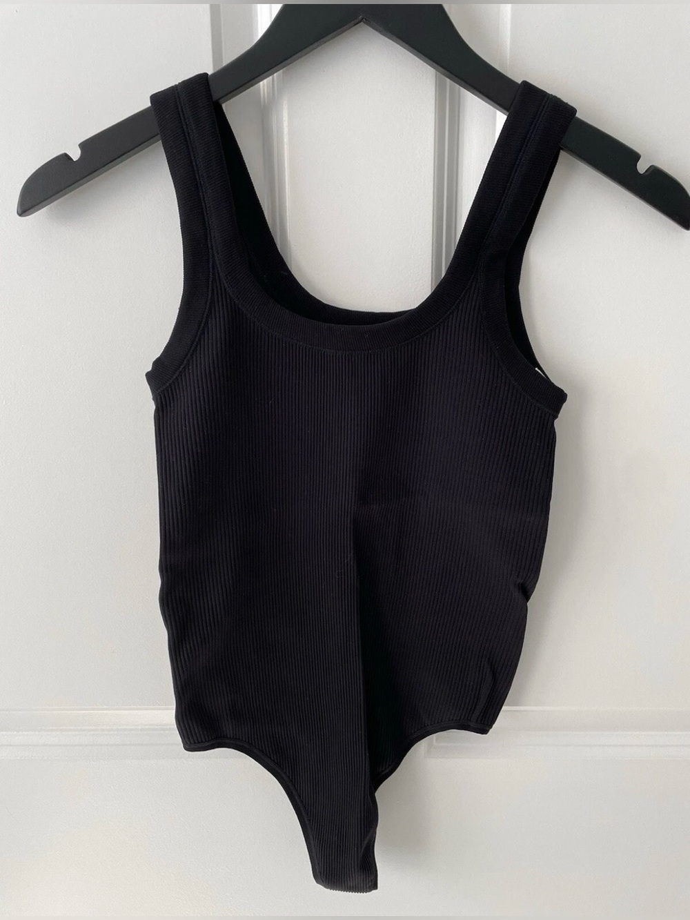 Spanx Black Ribbed Bodysuit Size XS Tank Top Thong Style